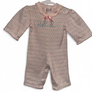 Health-tex pink pastel embroidered ducks romper. Made in USA. Size 3 Months